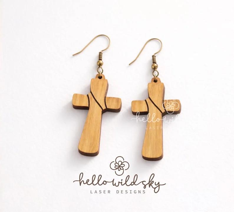 Cross Earring Bundle SVG, Religious Cross Lasercut, Easter Wood Earring Svg, Christian Cross Earrings SVG, Earrings Glowforge Svg - Image 7