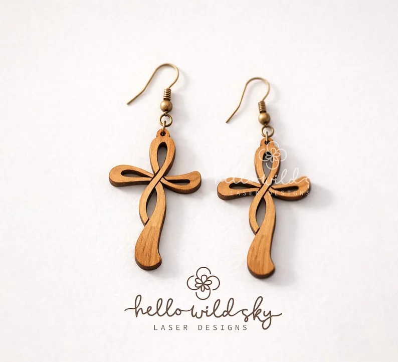 Cross Earring Bundle SVG, Religious Cross Lasercut, Easter Wood Earring Svg, Christian Cross Earrings SVG, Earrings Glowforge Svg - Image 8