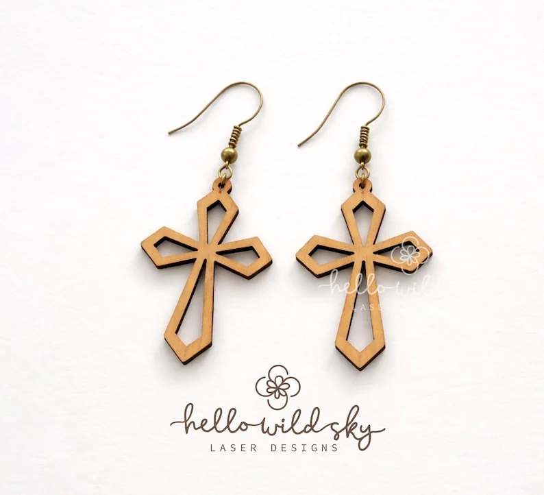 Cross Earring Bundle SVG, Religious Cross Lasercut, Easter Wood Earring Svg, Christian Cross Earrings SVG, Earrings Glowforge Svg - Image 10