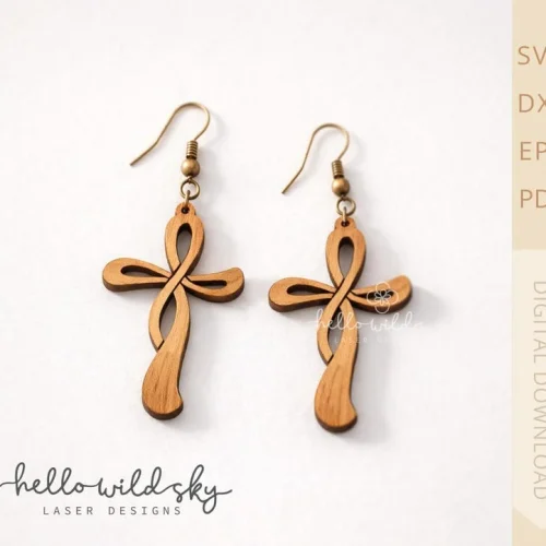 Cross Earrings SVG, Boho Cross Wood Earring, Easter Wood Earring Svg, Glowforge SVG, Religious Cross SVG ( Digital Download)