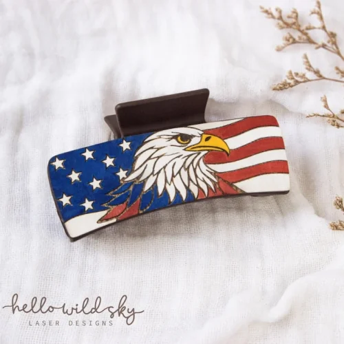 4th of July Hair Clip Laser Cut File, American Eagle & 4th of July Hair Clip, USA Hair Clip SVG (digital Download)