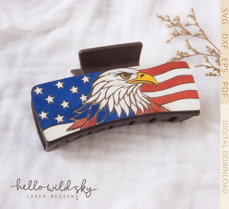4th of July Hair Clip laser cut design, view 5