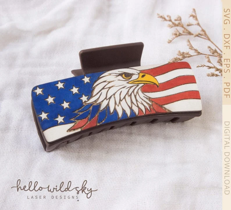 4th of July Hair Clip laser cut design, view 2
