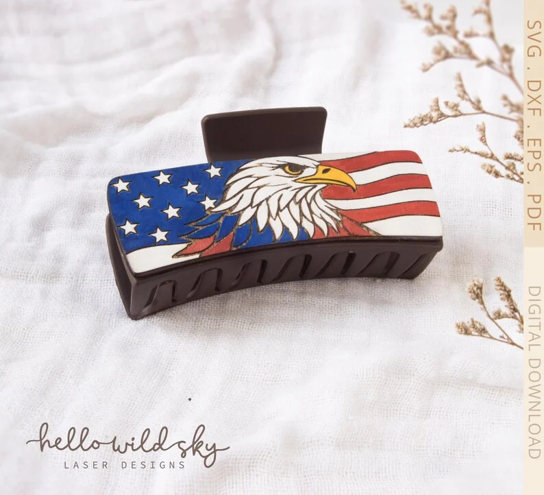 4th of July Hair Clip laser cut design, view 6