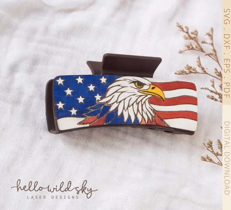 4th of July Hair Clip laser cut design, view 7