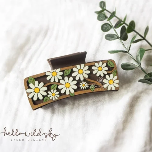 Daisy Flower Hair Clip SVG File, Daisy Hair Clip Laser Cut File, White Daisy Hair Clip File (digital Download)