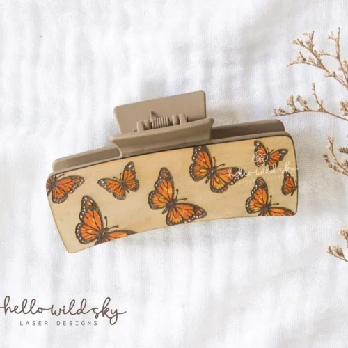 Butterflies Hair Clip laser cut design, view 5