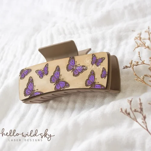 Butterflies Hair Clip laser cut design, view 6
