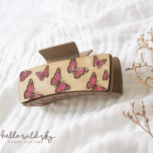 Butterflies Hair Clip laser cut design, view 7