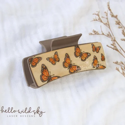 Butterflies Hair Clip laser cut design, view 9