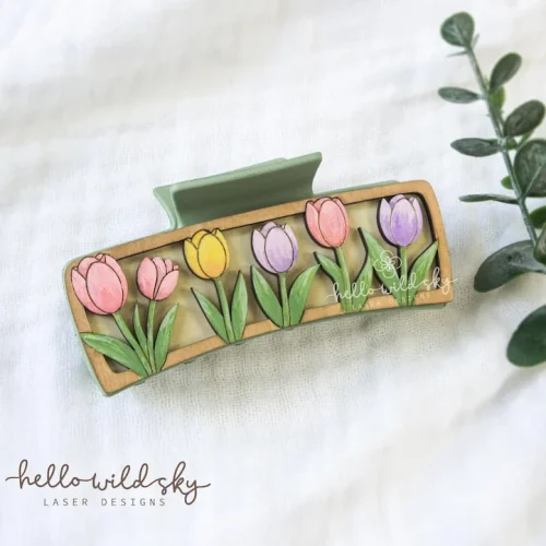 Tulips Hair Clip Laser SVG File, Tulips Laser Cut File, Tulip Claw Clip (digital Download)