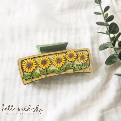 Sunflower Hair Claw Clip SVG File, Sunflowers Cut File Hair Clip 4.1" Design, Sunflower Claw Clips (digital Download)