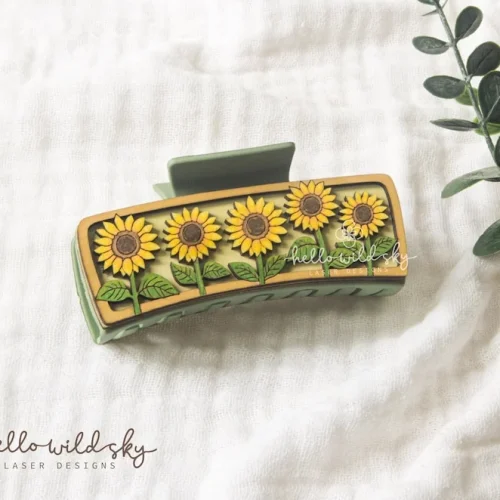 Sunflower Hair Claw Clip laser cut design, view 5