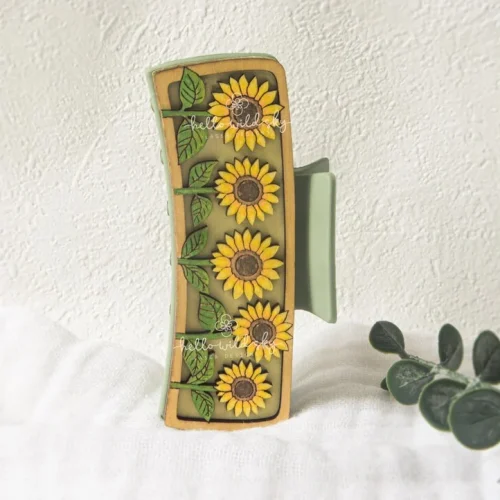 Sunflower Hair Claw Clip laser cut design, view 7