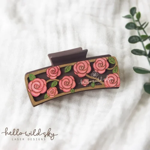 Roses Hair Clip SVG, Floral Roses Hair Clip Laser 4.1" SVG File, Roses Laser Cut Design, Flower Hair Clip SVG File (digital Download)