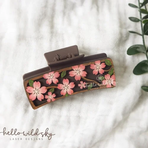 Cherry Blossom Hair Clip laser cut design, view 5