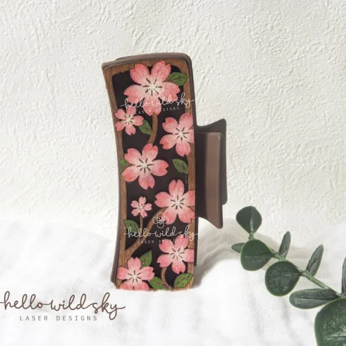 Cherry Blossom Hair Clip laser cut design, view 7