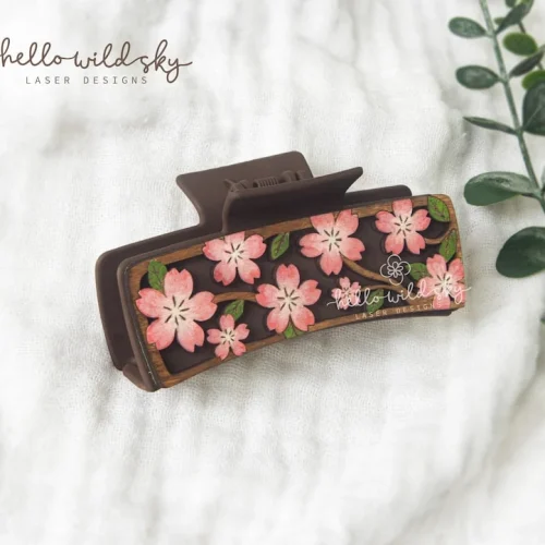 Cherry Blossom Hair Clip laser cut design, view 8
