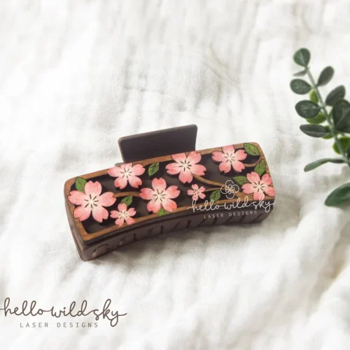 Cherry Blossom Hair Clip laser cut design, view 9