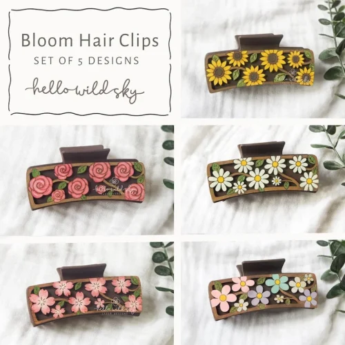 Bloom Hair Clips Collection laser cut design, view 4