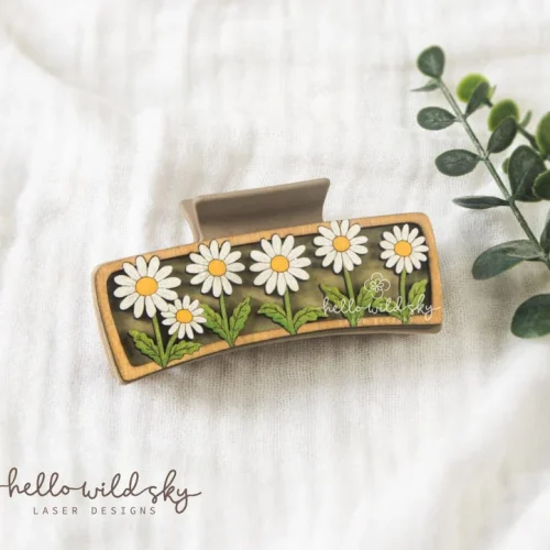 Daisy Hair Clip Laser File 4.1", Daisy Laser Claw Clip SVG File, Flowers Cut File Hair Clip (digital Download)