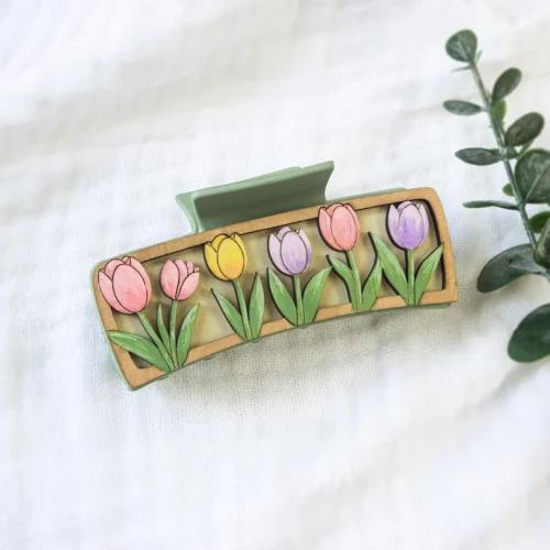 Flower Garden Hair Clips Collection laser cut design, view 3