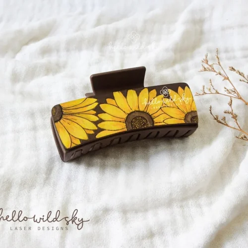 Boho Sunflower Hair Clips laser cut design, view 4