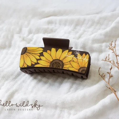 Boho Sunflower Hair Clips laser cut design, view 8