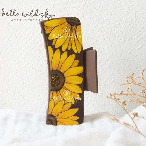 Boho Sunflower Hair Clips laser cut design, view 10