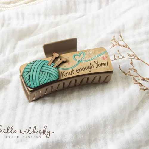 Knitting Hair Clip laser cut design, view 4