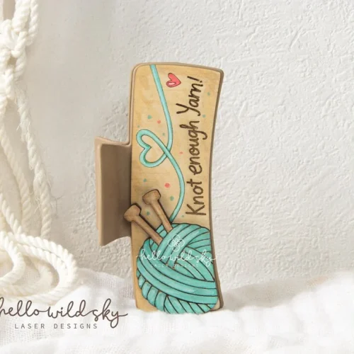 Knitting Hair Clip laser cut design, view 7