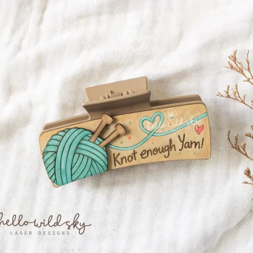 Knitting Hair Clip laser cut design, view 8