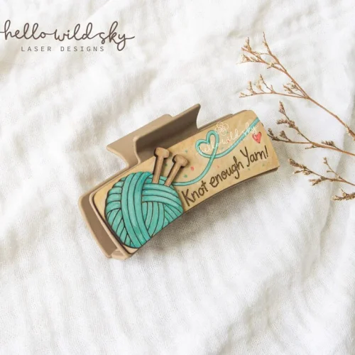 Knitting Hair Clip laser cut design, view 10