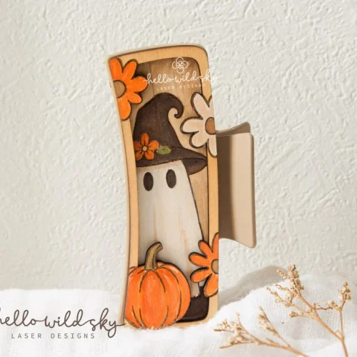 Ghost Hair Clip SVG, Halloween Hair Clip 4.1", Fall Ghost Claw Clip File , Spooky Season Accessory (digital Download)