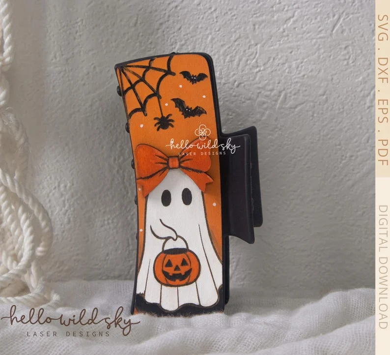 Halloween Ghost Hair Clip laser cut file