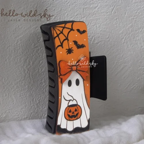 Halloween Ghost Hair Clip laser cut design, view 4