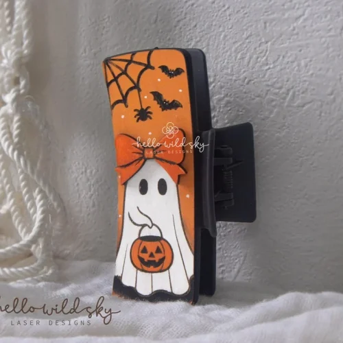 Halloween Ghost Hair Clip laser cut design, view 6