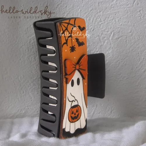 Halloween Ghost Hair Clip laser cut design, view 7