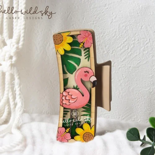 Flamingo Hair Clip 4.1" SVG File,flamingo Laser Cut File, Flamingo Claw Clip (digital Download)