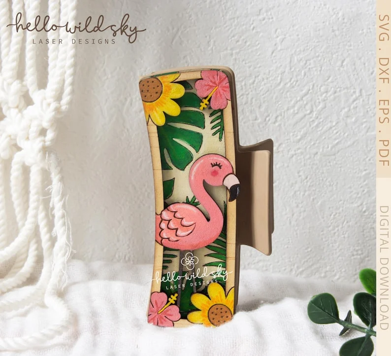 Flamingo Hair Clip laser cut file