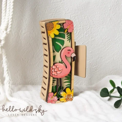 Flamingo Hair Clip laser cut design, view 5