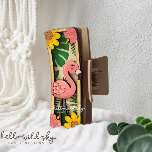 Flamingo Hair Clip laser cut design, view 8