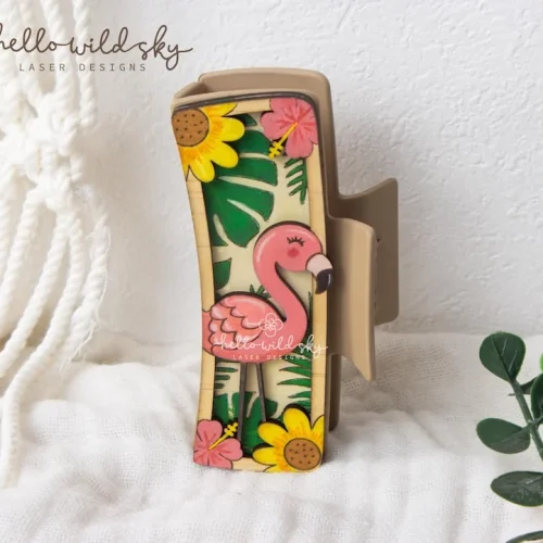 Flamingo Hair Clip laser cut design, view 9