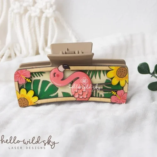 Flamingo Hair Clip laser cut design, view 10