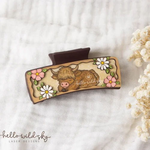 Highland Cow Hair Claw Clip SVG, Highland Cow Claw Clip 4.1", SVG Highland Cow Hair Clip Design (digital Download)