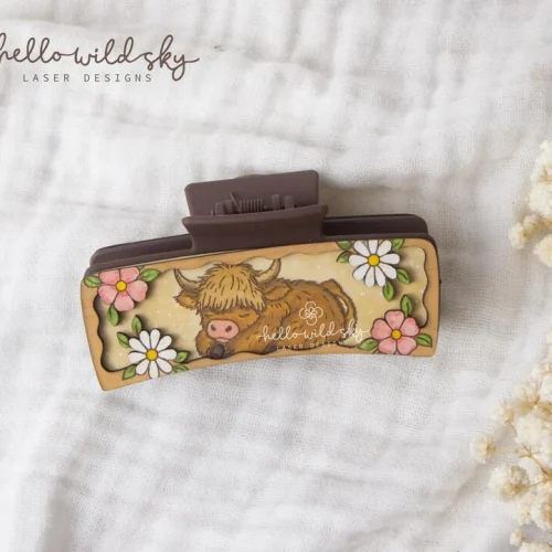 Highland Cow Hair Claw Clip laser cut design, view 8