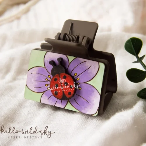 Lady Bug Hair Clip laser cut design, view 5