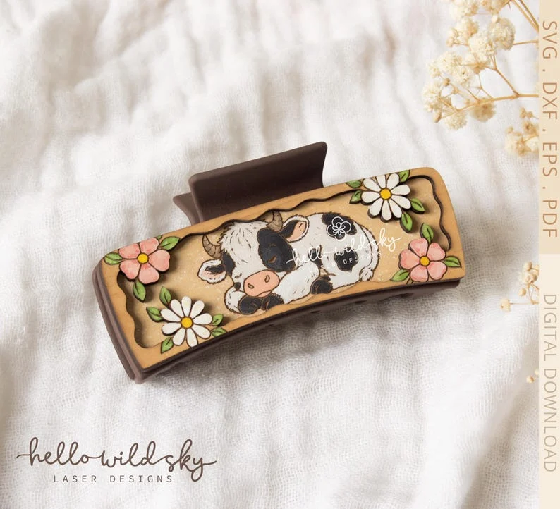 Cow Hair Clip laser cut file