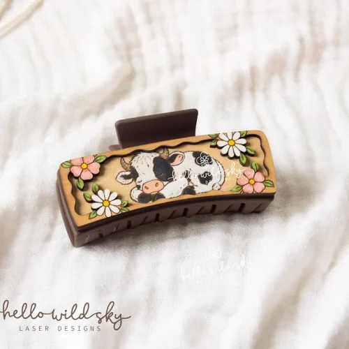 Cow Hair Clip laser cut design, view 4