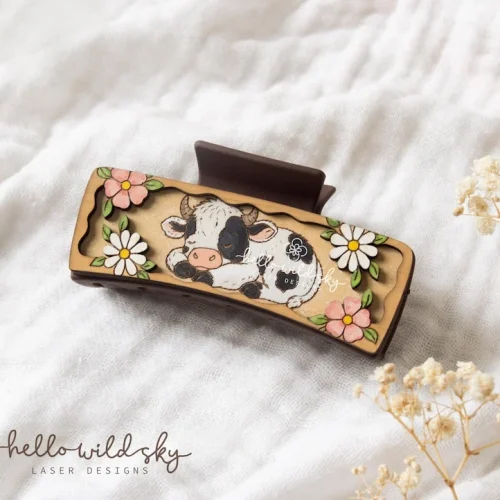 Cow Hair Clip laser cut design, view 7